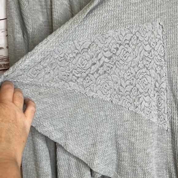 rxb Gray Open Front Cardigan Draped Lace Detail Lightweight‎ Size L - Picture 6 of 10